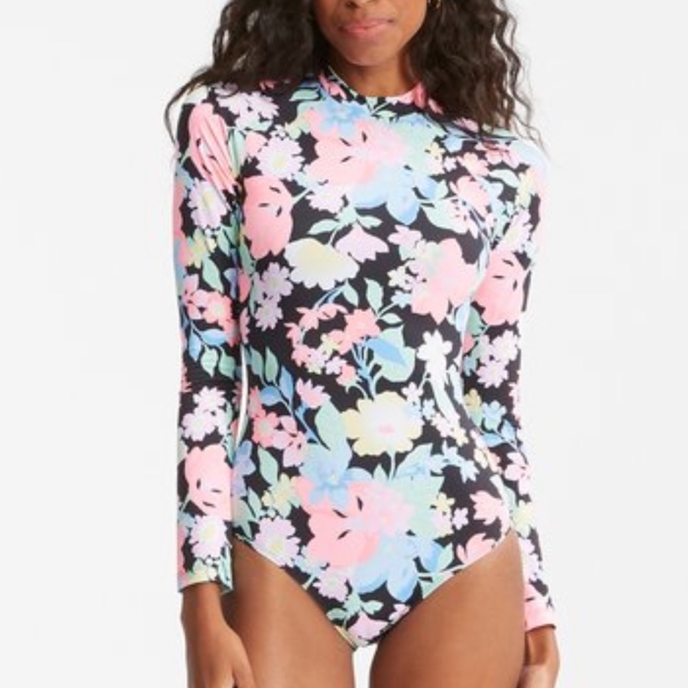 {Billabong} Brand New Feelin Tropical Mock Neck One Piece Swimsuit